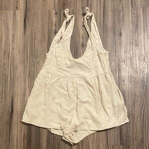 Princess Polly Cream Linen-Blend Romper